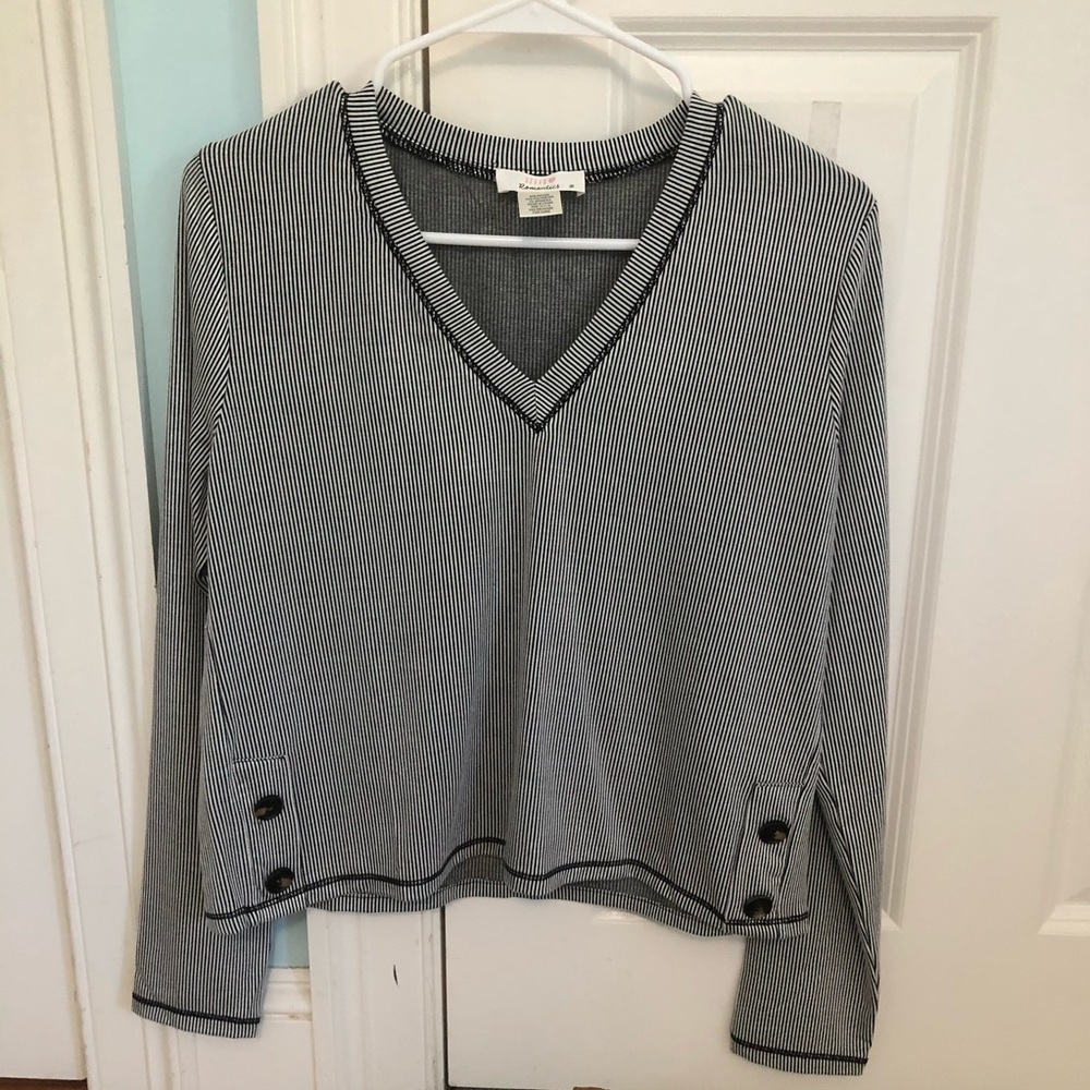 NWOT Black and White Striped Long Sleeve Top